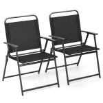 Kokkupandavad v&auml;lik&uuml;litoolid, 2 tk, Mustad, 57 &times; 55 &times; 83 cm