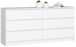 Kummut K160, 6 sahtlit, Valge, 160 &times; 77 &times; 40 cm