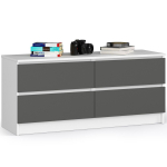 Kummut K120, 4 sahtliga, valge/hall, 120 &times; 55 &times; 40 cm