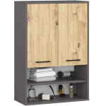 Riputatav vannitoakapp AKORD FIN W64 H934, 2 ust, 4 riiulit, hall ja pruun, 64 &times; 94 &times; 30 cm