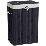 Bambusest pesukorv kaanega, 72 l, Must, 40 &times; 30 &times; 60 cm