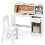 Laste laua ja tooli komplekt, 1 laud, 1 tool, Valge, 109,5 &times; 100,5 &times; 48 cm