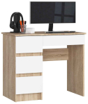 Arvutilaud A-7 CLP, vasakpoolne, 4 sahtlit, tammevalge, 90 &times; 77 &times; 50 cm