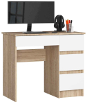 Arvutilaud A-7 CLP, parempoolne, 4 sahtlit, tammevalge, 90 &times; 77 &times; 50 cm