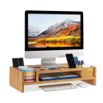 Monitori alus koos hoiukastidega 15x65x28cm., helepruuni v&auml;rvi