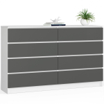 Kummut K160, 8 sahtlit, valge/halli, 160 &times; 99 &times; 40 cm
