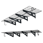 Seinale paigaldatavad garaažiriiulid VEVOR LR2472, 2 tasandit, 8 tk, Must, 1828 &times; 615 &times; 206 mm