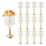 12 tk 49 cm kuldseid metallist kristalllillealuseid