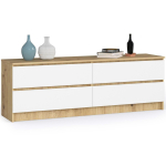 Kummut K160, 4 sahtlit, tamme/valge, 160 &times; 55 &times; 40 cm