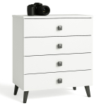 Kummut MOBI K-04, 4 sahtlit, valge/must, 60 &times; 73 &times; 37 cm