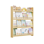Laste raamaturiiul SONGMICS, 3 astet, Tamm, 80 &times; 100 &times; 12 cm