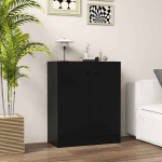Elutoa kapp, 2 ust, 3 riiulit, Must, 70 &times; 85,5 &times; 34 cm