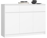 Kummut K140, 3 sahtlit ja 3 ust, valge, 138 &times; 99 &times; 40 cm