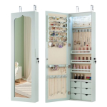 Ehtepeegelkapp, peegli, LED-valgustuse ja 6 sahtliga, Roheline, 36,5 &times; 11,5 &times; 120 cm