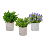 Komplektis 3 kunstlille 20x15cm, hall/roheline/lilla