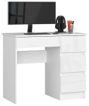 Arvutilaud AKORD Furniture Factory A-7, parempoolne, 4 sahtlit, valge, 90 &times; 77 &times; 50 cm