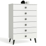 Kummut MOBI K06, 6 sahtlit, valge/must, 60 &times; 104 &times; 37 cm