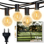 Elektritoitega LED-lambikeste valgusti LIVMAN VCT-CLC021 siseruumidesse ja &otilde;ue, 15 m, 25+2 LED, kollane