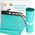 Pol&uuml;et&uuml;leenist plastist isekleepuvad kullersaadetise &uuml;mbrikud - kotid LIVMAN LY-99, 15x27 cm, 100 tk pakendis, helesinised
