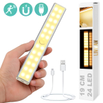 Juhtmeta magnetvalgusti LIVMAN MSL-42 liikumisanduriga - andurivalgusti, 24 LED, 19 cm, 2,8 W, USB-ga laetav, 3 valgustusrežiimi, kollane