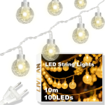 Elektrivoolust toidetav kristallist pallide LED-valguskett LIVMAN cxg004, 10 m, 100 LED-i, kollane