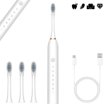 Suure j&otilde;udlusega elektriline hambahari LIVMAN X-3, 6 puhastusrežiimi, USB-laadimine ja 4 hambaharja otsikut, 1,5 W, 500 mAh, valge