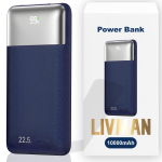 V&otilde;imsuspank LIVMAN RPP-5 - kiire laadimise kaasaskantav aku - v&otilde;imsuspank kahe v&auml;ljundiga, 10000 mAh, 22,5 W, sinine