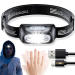 USB-laetav LED pealamp LIVMAN B1 koos liikumisanduriga, 4 valgustusrežiimiga ja 45&deg; reguleeritava valguskiire nurgaga, 150 luumenit, must