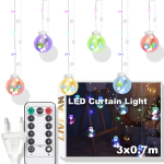 Elektritoitel &uuml;mmargused l&auml;bipaistvad LED-valgustikardinad LIVMAN TY-103, 3x0,7 m, v&auml;rvilised