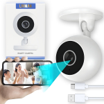 Viedkaamera LIVMAN A2 mini videovalve kohandatava vaatenurgaga, kahesuunaline h&auml;&auml;lefunktsioon ja O-KM Pro (O-KAM) &auml;pi juhtimine, toide USB-kaabliga, 640x480 pikslit, valge