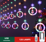 USB toitega j&otilde;ulutuled LIVMAN XY-006 10 r&otilde;ngaga ja j&otilde;ulukaunistused r&otilde;ngastel, 8 valgustusrežiimiga ning kaugjuhtimispuldiga, 3 m, 120 LEDi, v&auml;rvilised
