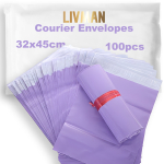 Plastist isekleepuvad kullersaadetiste &uuml;mbrikud - kotid LIVMAN HY-12, 32x45 cm, 100 tk pakendis, violetsed