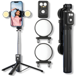 Selfi-pulk (&ldquo;Selfie stick&rdquo;) LIVMAN B12S &ndash; mitmek&uuml;lgne selfipulk ja statiiv koos kaugjuhtimispuldi ning LED-valgustusega, 1,1 m, must