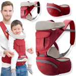 Erinevas vanuses transformeeritav ergonoomiline beebi kandekott LIVMAN 6604 3 kandmisv&otilde;imalusega, kuni 20 kg, alates 0 kuni 36 kuuni, punane