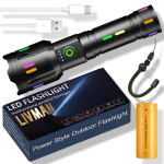 USB-laetav LED taskulamp LIVMAN G61 6 valgustusrežiimiga, astmeteta teleskoopse suumimiss&uuml;steemiga ja integreeritud kaasaskantava toiteakuga (power bank), 8800mAh, 30W, must