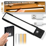 Juhtmevaba klambri-LED-lamp LIVMAN BH-K32 koos liikumisanduriga - sensoorvalgus, 20 cm, 3 W, USB-laetav, 3 valgustusv&auml;rvi režiimi, must