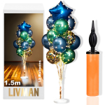 &Otilde;hupallialus LIVMAN LX-01 13 &otilde;hupalliga, 2 LED-valguse paelaga ja komplekti kuuluva &otilde;hupallipuhumispumbaga, 1,5 m, roheliste ja siniste &otilde;hupallidega ning sinise t&auml;hega
