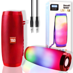 Bluetooth-k&otilde;lar LIVMAN TG-157 juhtmevabaks kasutamiseks RGB-LED-valgustusega, FM-raadio funktsioon, mitu esitamise v&otilde;imalust ja vabak&auml;ede k&otilde;nede vastuv&otilde;tu &uuml;hendus, 5W*2, 1200mAh, punane