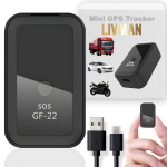 USB-laetav ja magnetiga kinnitatav mini GPS-j&auml;lgija LIVMAN GF-22 koos 365GPS-i &auml;pi juhtimisega s&otilde;idukite, inimeste, koduloomade ja pagasi j&auml;lgimiseks ning j&auml;relevalveks, must