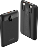 VEGER 10 000 mAh toitepank sisseehitatud kaablitega Type C / Lightning PD QC3.0 2A 22,5W C11 (W1170) must