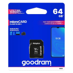 M&auml;lukaart GOODRAM microSD SD 64GB CLASS 10 UHS I 100MB/s koos adapteriga