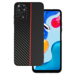 Kaitse&uuml;mbris Tel Protect CARBON Xiaomi Redmi Note 11 Pro / Note 11 Pro 5G jaoks, must punase triibuga