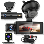 Kolme suunaga auto videoregistraator LIVMAN H15 360&deg; n&auml;htavusega, liikumise tuvastus, 3 salvestusrežiimi, G-sensori kaitse j&auml;rsult muutuvate kiiruste korral ja kohene vastava video salvestamine, HD 1080P, 200mAh, must