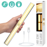 Juhtmeta magnetvalgusti LIVMAN MSL-03 liikumisanduriga - andurivalgusti, 30 LED-i, 40 cm, 2,8 W, USB-laetav, 3 valgustusrežiimi, kollane