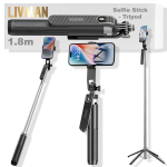 Selfie-pulk ("Selfie stick") LIVMAN P180 - multifunktsionaalne selfie-pulk ja statiiv koos kaugjuhtimispuldiga, 1,8 m, must