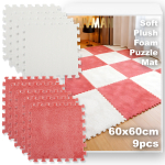 LIVMAN E1Z6 pehme fliiskattega vahtm&otilde;istatuse t&uuml;kikeste vaibad &auml;&auml;ristega, 60x60 cm, 9 tk komplektis, valge-punane