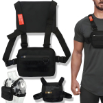 Unisex taktikaline rinnaraskus LIVMAN B-027 reguleeritavate rihmade ja mitme lahtriga, must