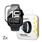 Wozinsky Full Glue kaitsestik Apple Watch Series 10 46 mm, must raam, 2 tk