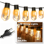 Elektritoitega LED-lampide j&otilde;ulutuled LIVMAN YN-403, 6 m, 40 LED-i, kollane