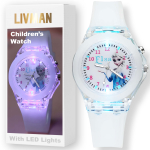 Lastekell LIVMAN KR-3257 multifilmi printsessi motiiviga, v&auml;rviliste LED-valgustitega ja kaasas oleva CR2025 patareiga, valge